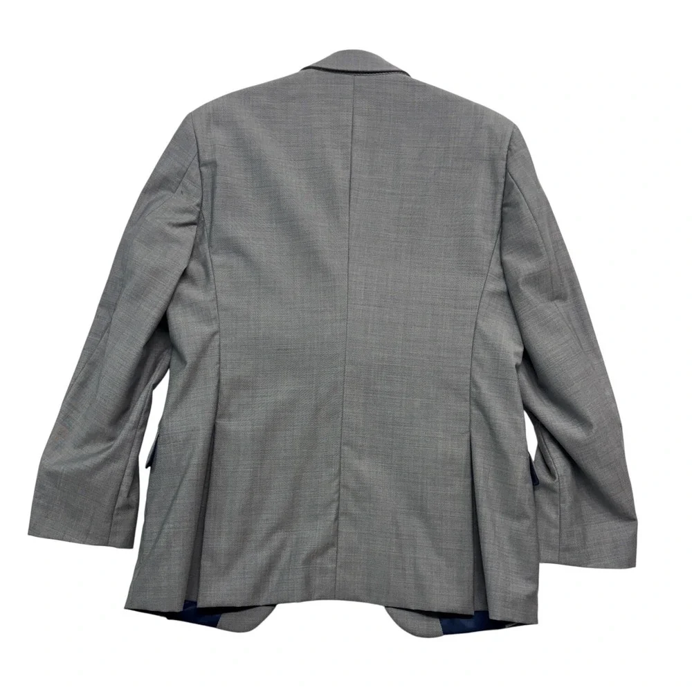 Indochino 40R 36x30 Light Gray 2pc Pant Suit Bespoke Wool Mohair Recent Slim